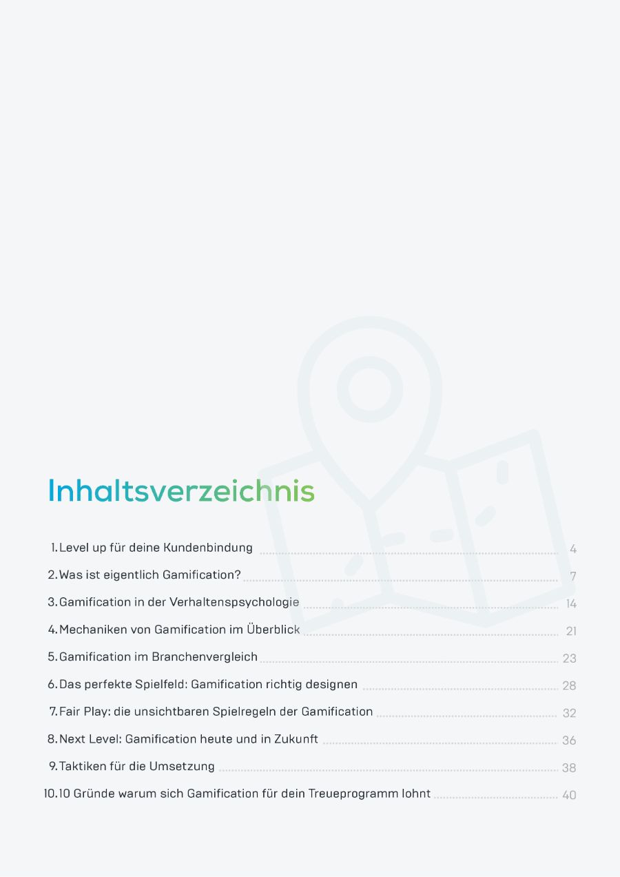 Inhaltsverzeichnis mit 10 Levels